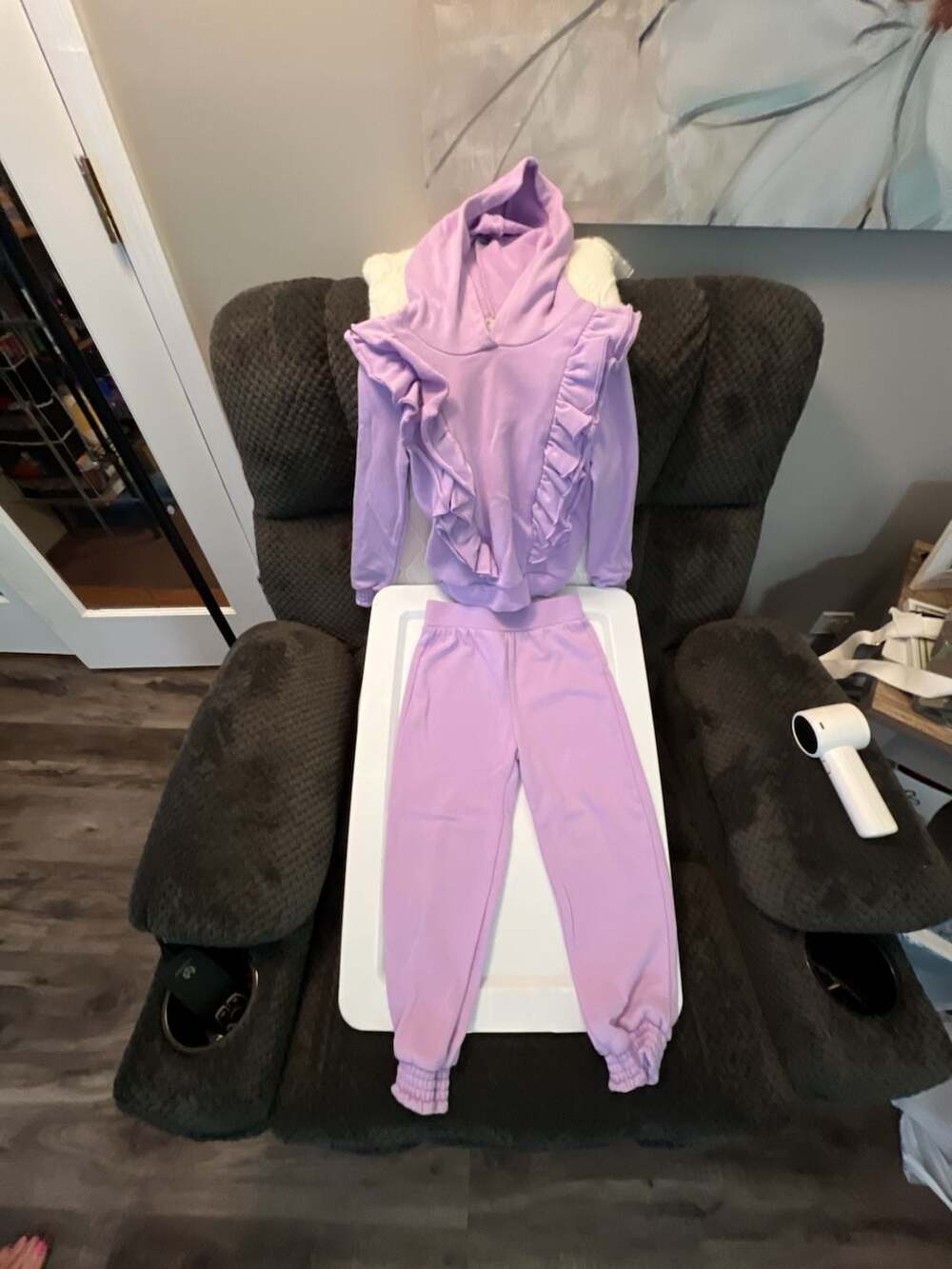 H by Habitual Ruffle Hoodie and Jogger Set Purple